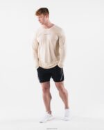 Clothing IE Alphalete Men AA Airtech LS Tee Beige Brown 2L4400511 - Image 2