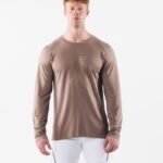 Clothing IE Alphalete Men AA Airtech LS Tee Creamy Beige Brown 2L4400517