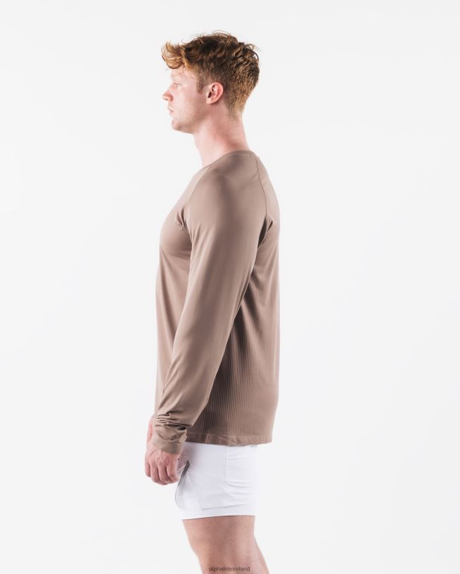 Clothing IE Alphalete Men AA Airtech LS Tee Creamy Beige Brown 2L4400517 - Image 3