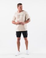 Clothing IE Alphalete Men AA Airtech Tee Beige Brown 2L4400510 - Image 2