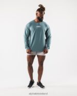 Clothing IE Alphalete Men AA Paisley Print LS Tee Turquoise Blue 2L4400529 - Image 2
