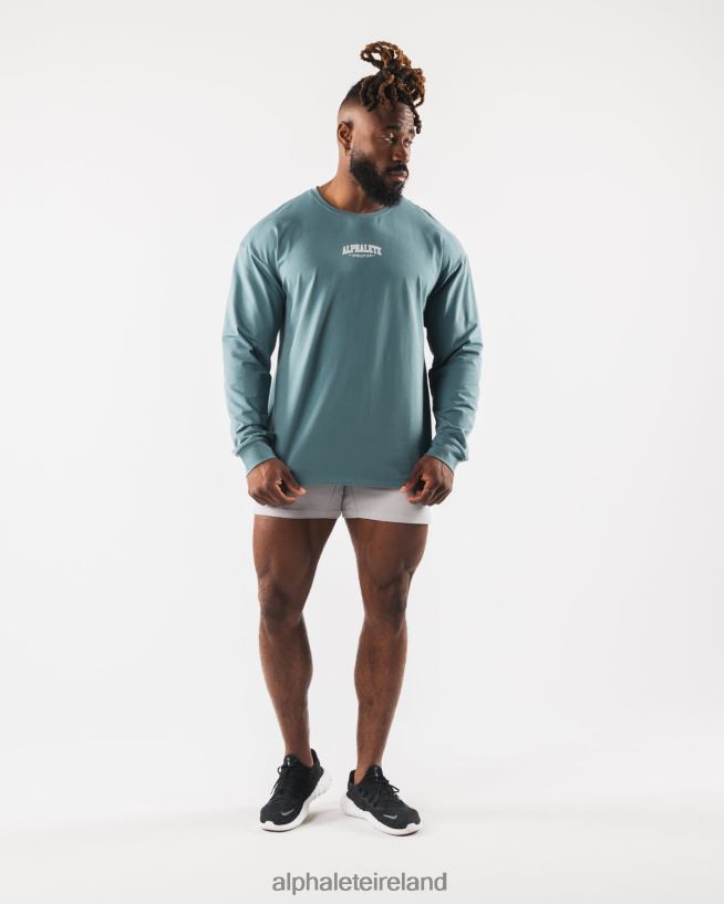 Clothing IE Alphalete Men AA Paisley Print LS Tee Turquoise Blue 2L4400529 - Image 2