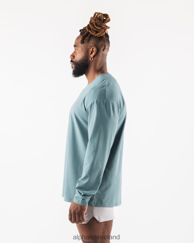 Clothing IE Alphalete Men AA Paisley Print LS Tee Turquoise Blue 2L4400529 - Image 3