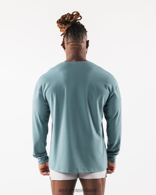 Clothing IE Alphalete Men AA Paisley Print LS Tee Turquoise Blue 2L4400529 - Image 4