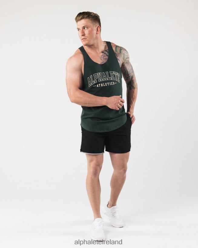 Clothing IE Alphalete Men AA Raw Cut Tank Evergreen Green 2L4400589 - Image 2