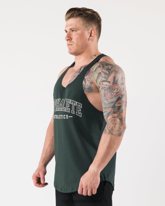 Clothing IE Alphalete Men AA Raw Cut Tank Evergreen Green 2L4400589 - Image 3