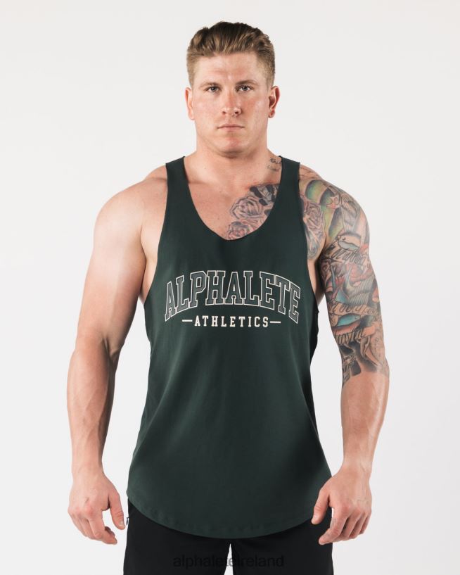 Clothing IE Alphalete Men AA Raw Cut Tank Evergreen Green 2L4400589 - Image 1