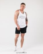Clothing IE Alphalete Men AA Raw Cut Tank White 2L4400588 - Image 2