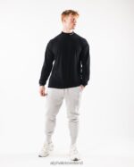 Clothing IE Alphalete Men Brushed Core Mock Neck LS Black 2L4400541 - Image 2
