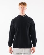 Clothing IE Alphalete Men Brushed Core Mock Neck LS Black 2L4400541