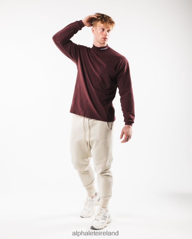 Clothing IE Alphalete Men Brushed Core Mock Neck LS Sangria Red 2L4400540 - Image 2