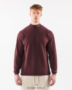 Clothing IE Alphalete Men Brushed Core Mock Neck LS Sangria Red 2L4400540