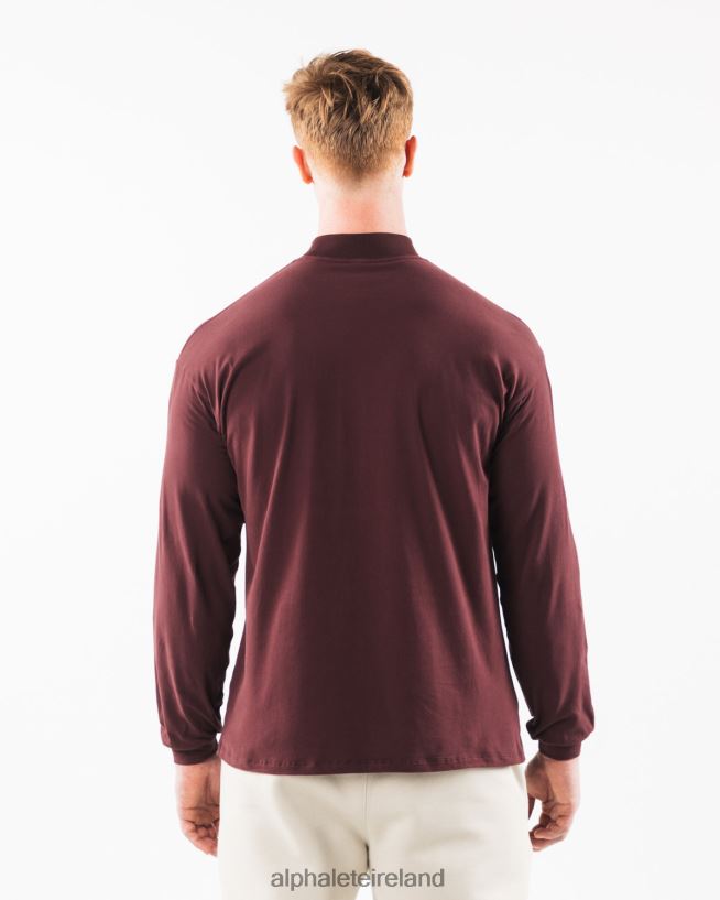 Clothing IE Alphalete Men Brushed Core Mock Neck LS Sangria Red 2L4400540 - Image 3