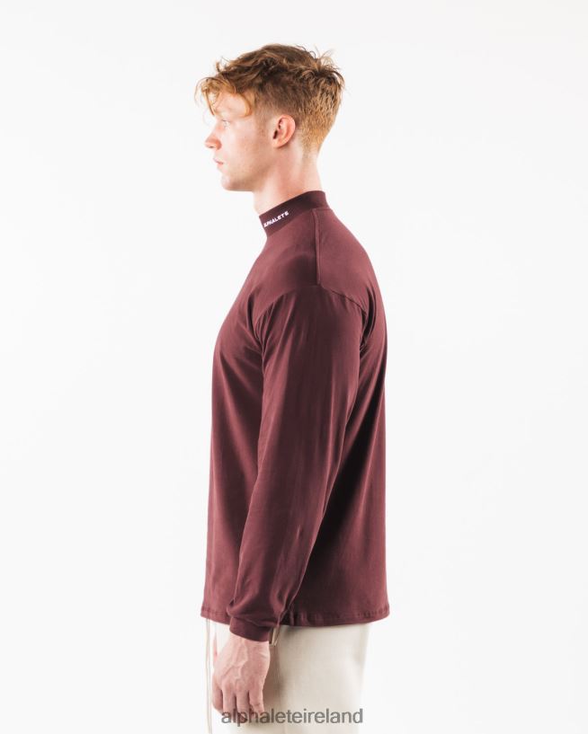 Clothing IE Alphalete Men Brushed Core Mock Neck LS Sangria Red 2L4400540 - Image 4