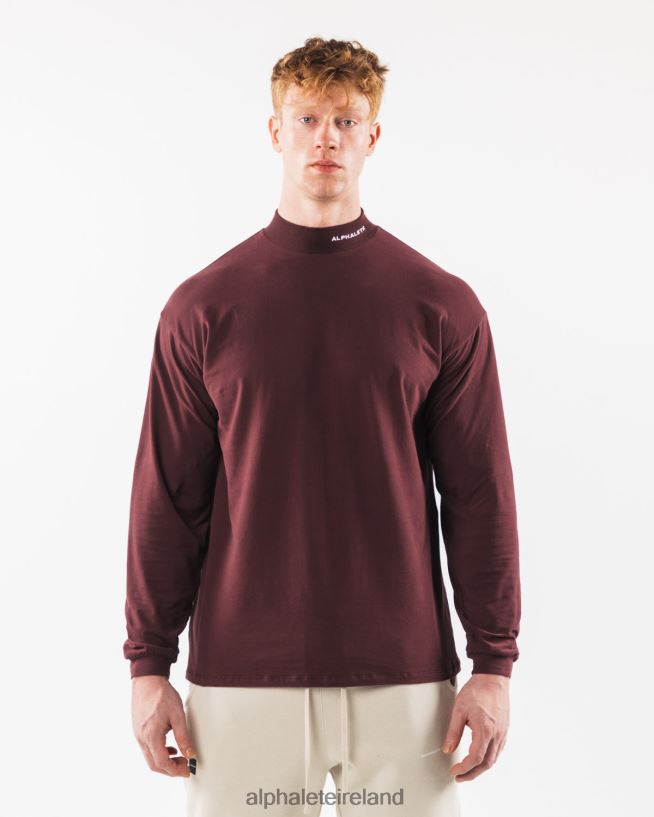 Clothing IE Alphalete Men Brushed Core Mock Neck LS Sangria Red 2L4400540 - Image 1