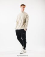 Clothing IE Alphalete Men Brushed Core Mock Neck LS Sea Shell Brown 2L4400539 - Image 2