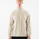 Clothing IE Alphalete Men Brushed Core Mock Neck LS Sea Shell Brown 2L4400539
