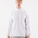 Clothing IE Alphalete Men Brushed Core Mock Neck LS White 2L4400538