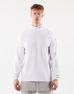 Clothing IE Alphalete Men Brushed Core Mock Neck LS White 2L4400538