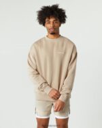 Clothing IE Alphalete Men Classic Crew Linen Brown 2L4400630