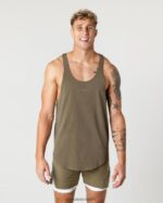 Clothing IE Alphalete Men Heavy Cotton Core Stringer Oak Green 2L4400597