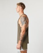 Clothing IE Alphalete Men Heavy Cotton Core Stringer Oak Green 2L4400597 - Image 4