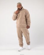 Clothing IE Alphalete Men King Hoodie Linen Brown 2L4400617 - Image 2