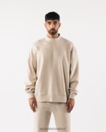 Clothing IE Alphalete Men Origin Mock Neck LS Sea Salt Brown 2L4400750