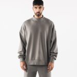 Clothing IE Alphalete Men Origin Mock Neck LS Sterling Grey 2L4400752