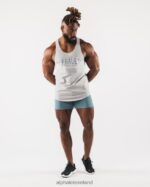Clothing IE Alphalete Men Paisley Print Raw Cut Tank Athletic Grey 2L4400581 - Image 2