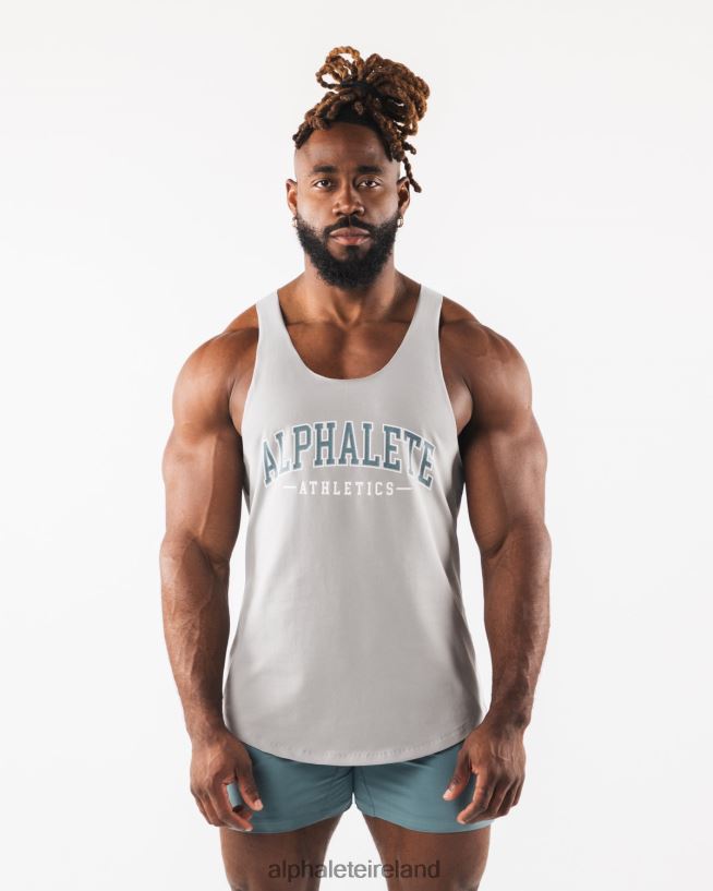 Clothing IE Alphalete Men Paisley Print Raw Cut Tank Athletic Grey 2L4400581 - Image 1