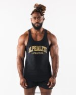 Clothing IE Alphalete Men Paisley Print Raw Cut Tank Black 2L4400582