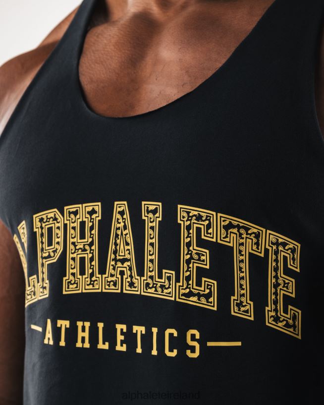Clothing IE Alphalete Men Paisley Print Raw Cut Tank Black 2L4400582 - Image 5