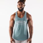 Clothing IE Alphalete Men Paisley Print Raw Cut Tank Turquoise Blue 2L4400580