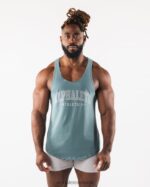Clothing IE Alphalete Men Paisley Print Raw Cut Tank Turquoise Blue 2L4400580