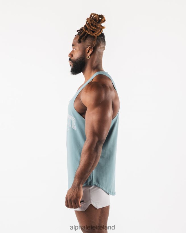 Clothing IE Alphalete Men Paisley Print Raw Cut Tank Turquoise Blue 2L4400580 - Image 3