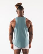 Clothing IE Alphalete Men Paisley Print Raw Cut Tank Turquoise Blue 2L4400580 - Image 4