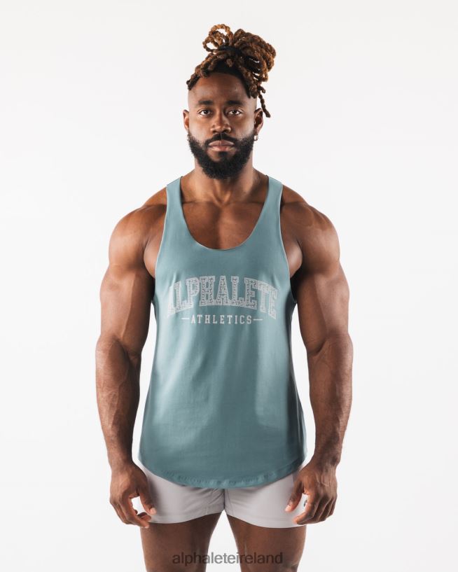 Clothing IE Alphalete Men Paisley Print Raw Cut Tank Turquoise Blue 2L4400580 - Image 1
