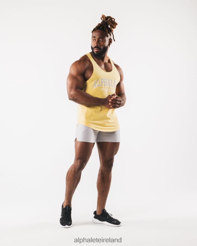 Clothing IE Alphalete Men Paisley Print Raw Cut Tank Yellow 2L4400579 - Image 2