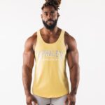 Clothing IE Alphalete Men Paisley Print Raw Cut Tank Yellow 2L4400579