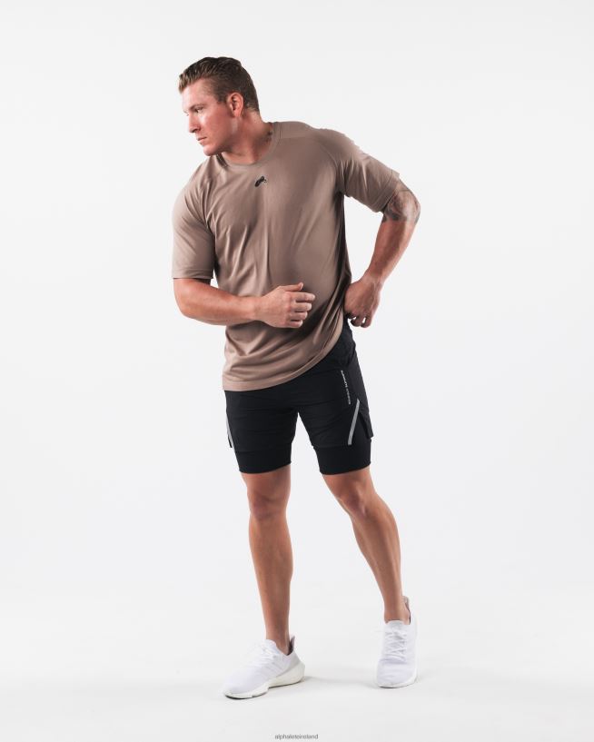 Clothing IE Alphalete Men Wolf Head Airtech Tee Creamy Beige Brown 2L4400516 - Image 2