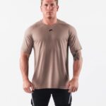 Clothing IE Alphalete Men Wolf Head Airtech Tee Creamy Beige Brown 2L4400516