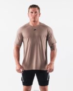 Clothing IE Alphalete Men Wolf Head Airtech Tee Creamy Beige Brown 2L4400516