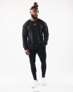 Clothing IE Alphalete Men Wolf Head LS Tee Black 2L4400544 - Image 2