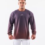 Clothing IE Alphalete Men Wolf Head LS Tee Dusty Rose Gradient Purple 2L4400494