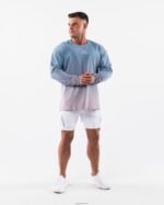 Clothing IE Alphalete Men Wolf Head LS Tee Still Water Gradient Blue 2L4400496 - Image 2