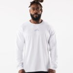 Clothing IE Alphalete Men Wolf Head LS Tee White 2L4400542