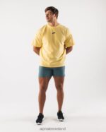 Clothing IE Alphalete Men Wolf Head Paisley Print Tee Yellow 2L4400527 - Image 2