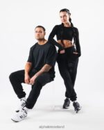 Clothing IE Alphalete Unisex Earth Dye Graphic Jogger Black 2L4400459 - Image 2
