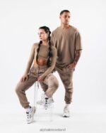 Clothing IE Alphalete Unisex Earth Dye Graphic Jogger Mudstone Brown 2L4400457 - Image 2
